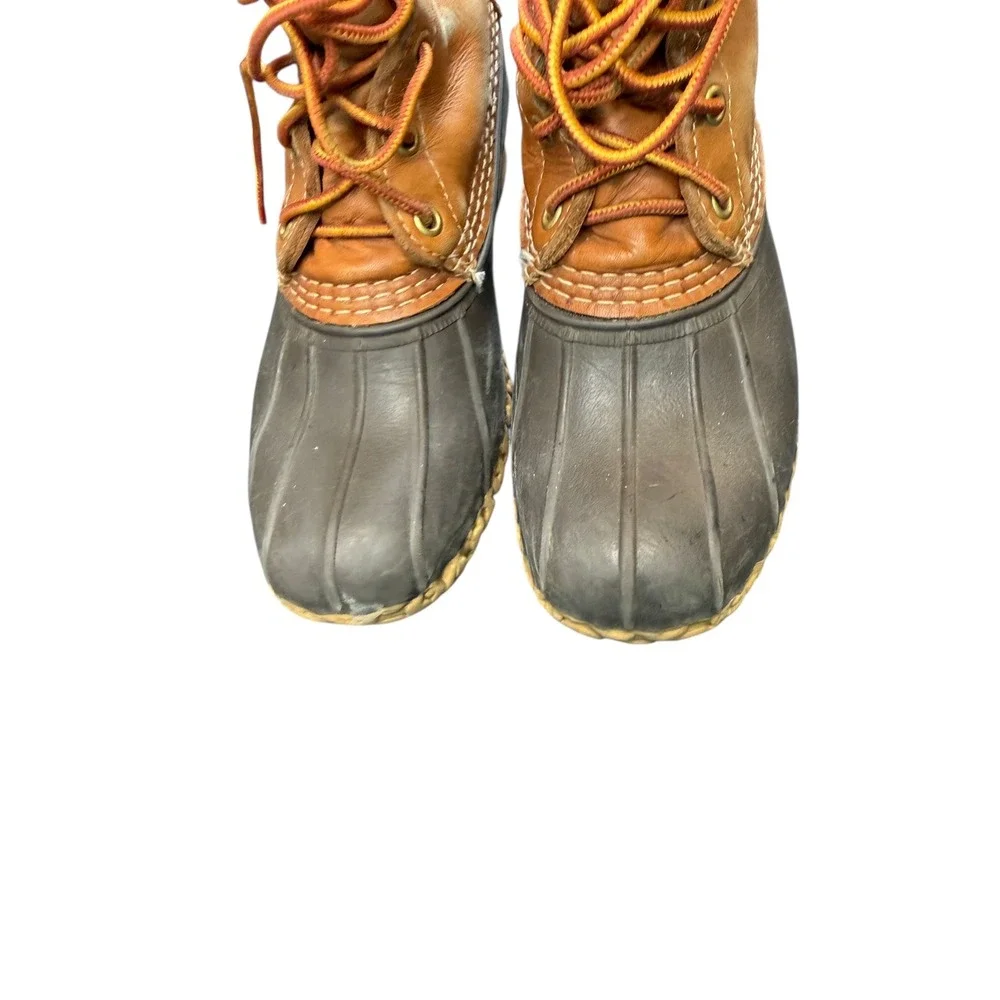 L.L. Bean Waterproof Brown Outdoor Waterproof Rubber Bean Duck Rain Boots Size 7